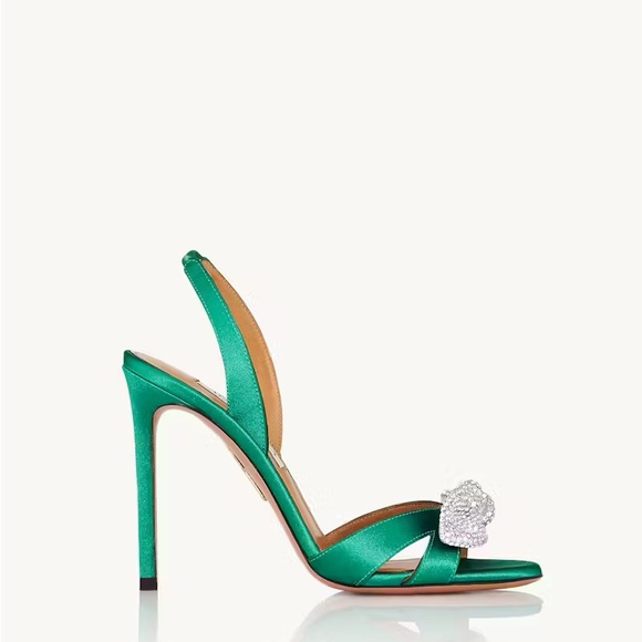 Aquazzura Green Very Bow Tie Crystal Sandal 105 - Picture 5 of 5